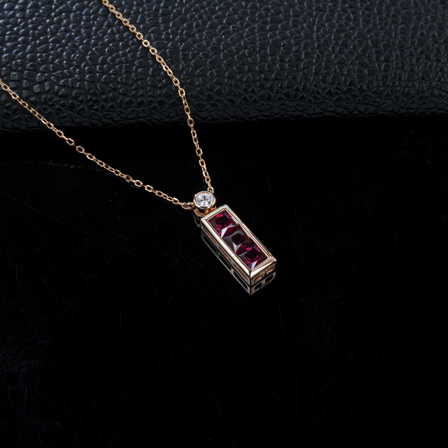 S925 Silver Rose Gold Long Ruby Pendant Necklace, Premium Valentines Birthday - Photo 3