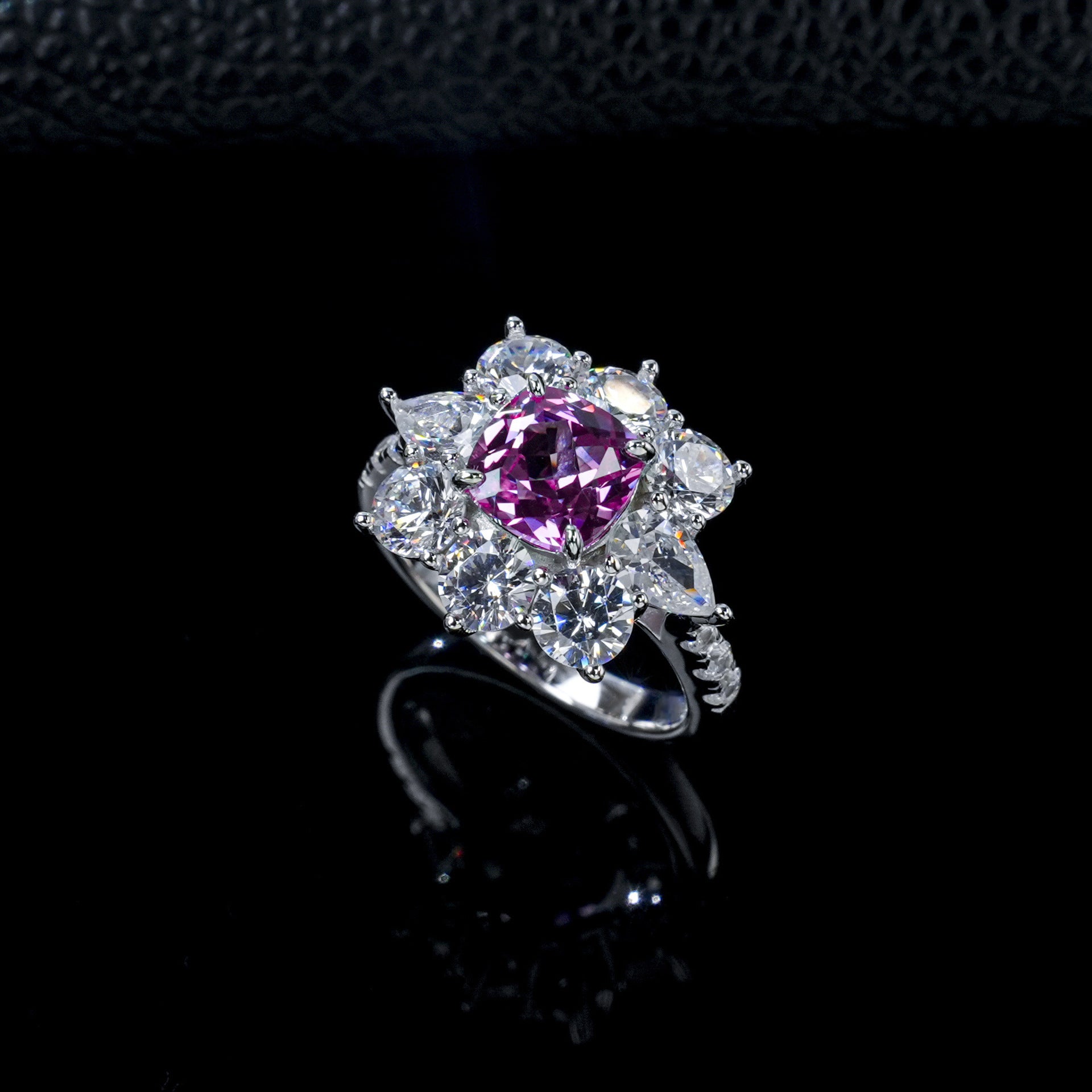 S925 Sterling Silver Lab Padparadscha Pink Sapphire Ring, Vintage Premium for Women - Photo 2
