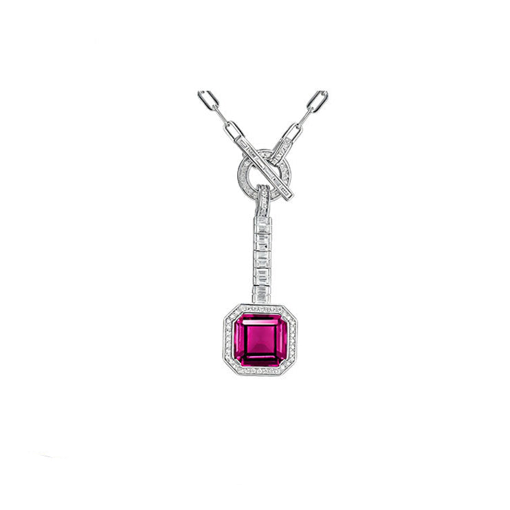 S925 Lab Ruby Necklace, Premium Necklace - Photo 1