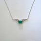 S925 Sterling Silver Lab Emerald Angel Wings Sweater Chain Choker, Vintage for Women - Photo 4