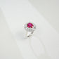 S925 Sterling Silver Lab Ruby Ring, Open Oval Halo - Photo 3