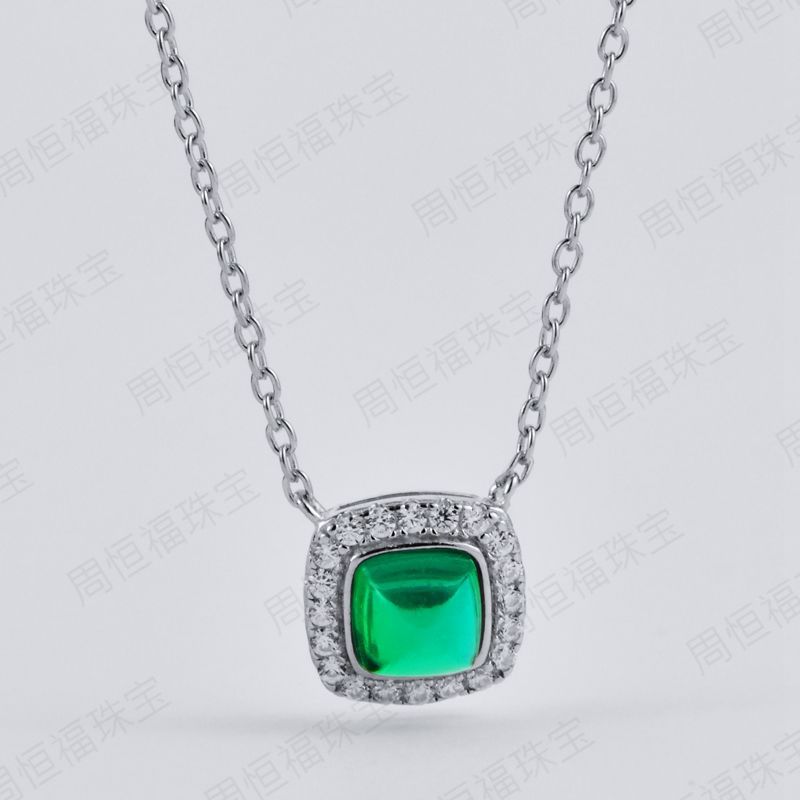 Lab Emerald Necklace S925 Silver Simple Versatile Gift - Photo 2
