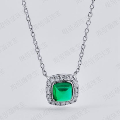 Lab Emerald Necklace S925 Silver Simple Versatile Gift - Photo 2