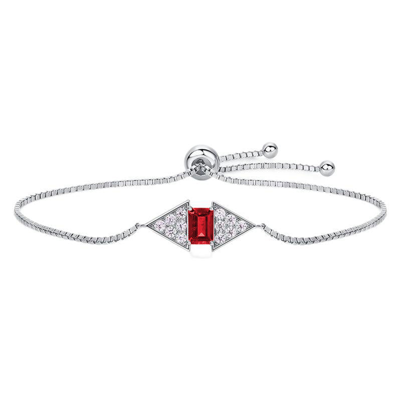 S925 Sterling Silver Lab Ruby Bracelet for Women, Premium Adjustable - Photo 5