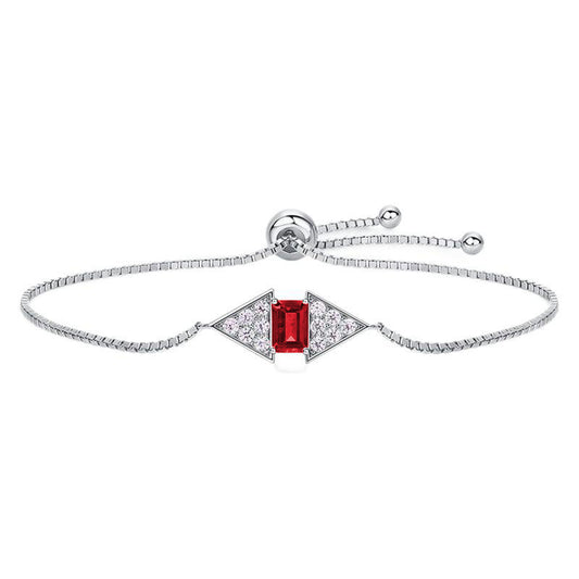 S925 Sterling Silver Lab Ruby Bracelet for Women, Premium Adjustable - Photo 5