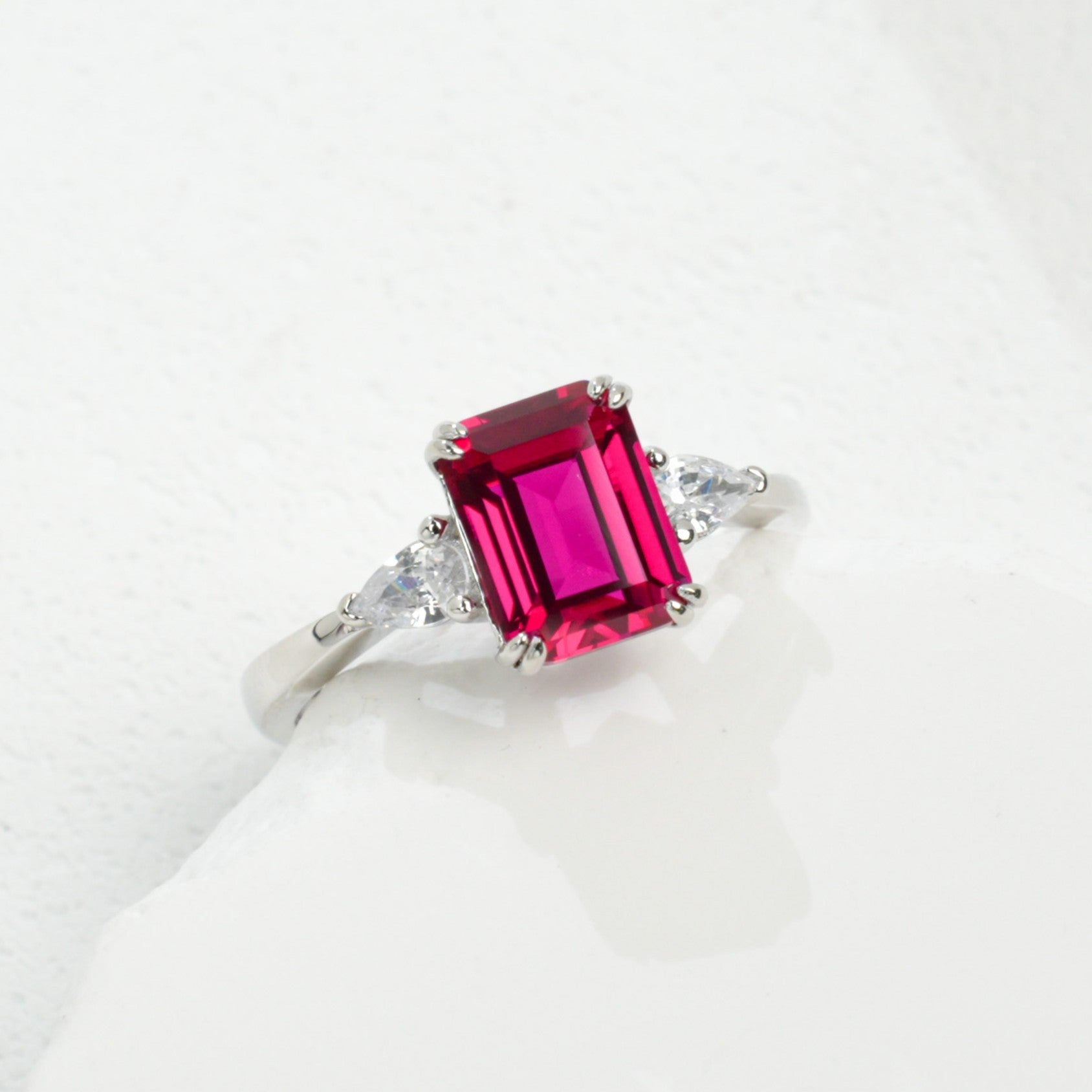 S925 Sterling Silver Lab Ruby Ring for Women, Vintage Premium - Photo 5