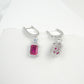 S925 Silver Lab Ruby Drop Earrings Diamond Halo, Anniversary Versatile Gift - Photo 4