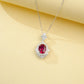 925 Sterling Silver Lab Pigeon Blood Ruby Pendant Necklace, Premium Birthday Anniversary - Photo 2