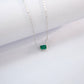 S925 Silver Lab Emerald Necklace Square Unique Premium - Photo 2