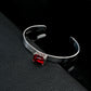 S925 Sterling Silver Lab Ruby Open Bangle for Women, Minimalist Gift - Photo 3