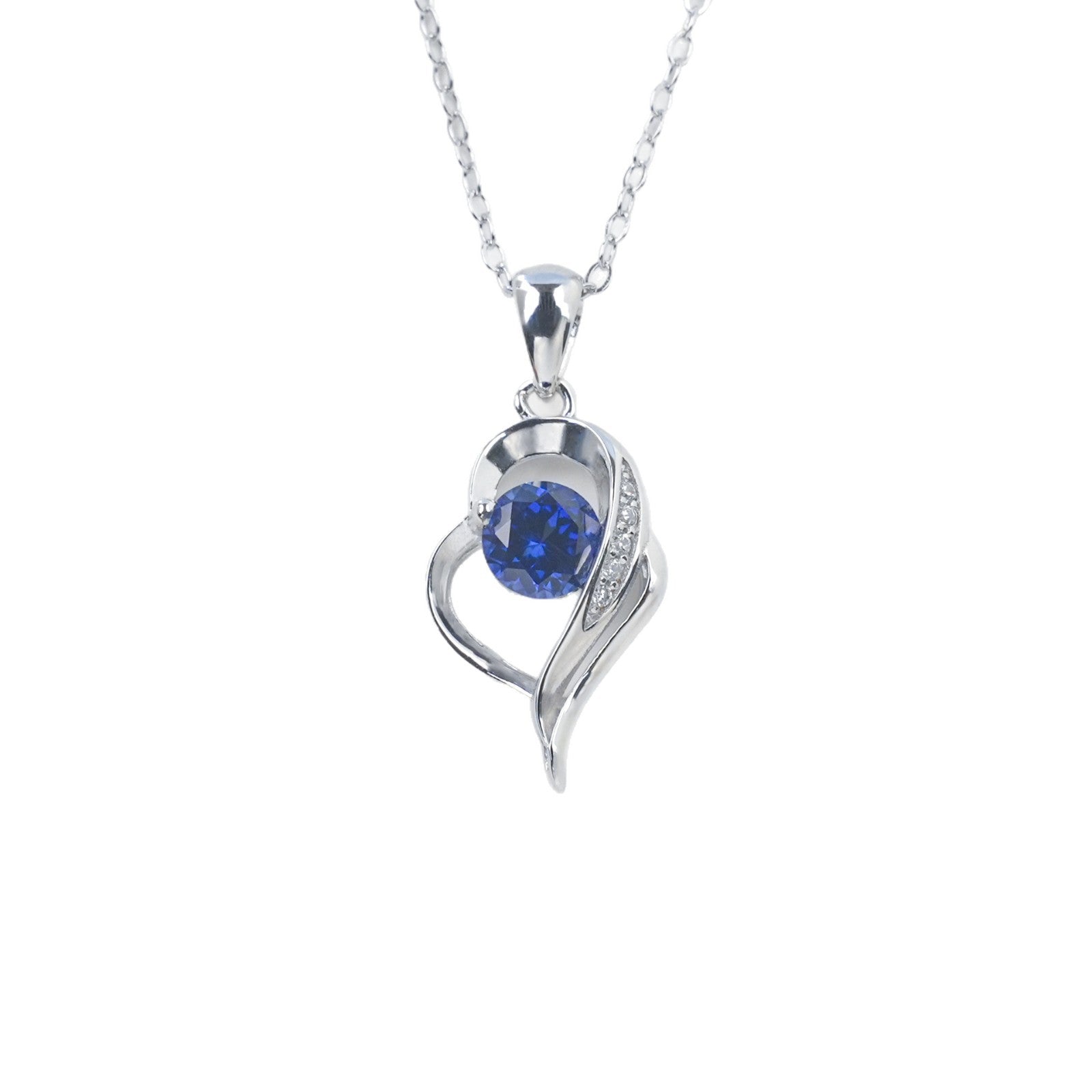 Heart Lab Sapphire Choker, Silver Pendant, Holiday - Photo 5
