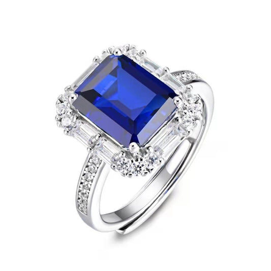 S925 Sterling Silver Lab Sapphire Ring Adjustable, Premium Ring Gift - Photo 5