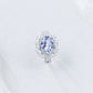 Lab Sapphire Ring S925 Sterling Silver Oval Diamond Hollow Design, Women's Evening Wedding - Photo 4