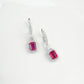 S925 Silver Lab Ruby Drop Earrings Diamond Halo, Anniversary Versatile Gift - Photo 3