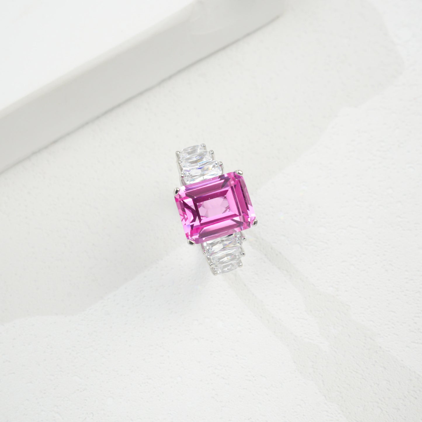 S925 Sterling Silver Lab Padparadscha Ring, Designer - Photo 4