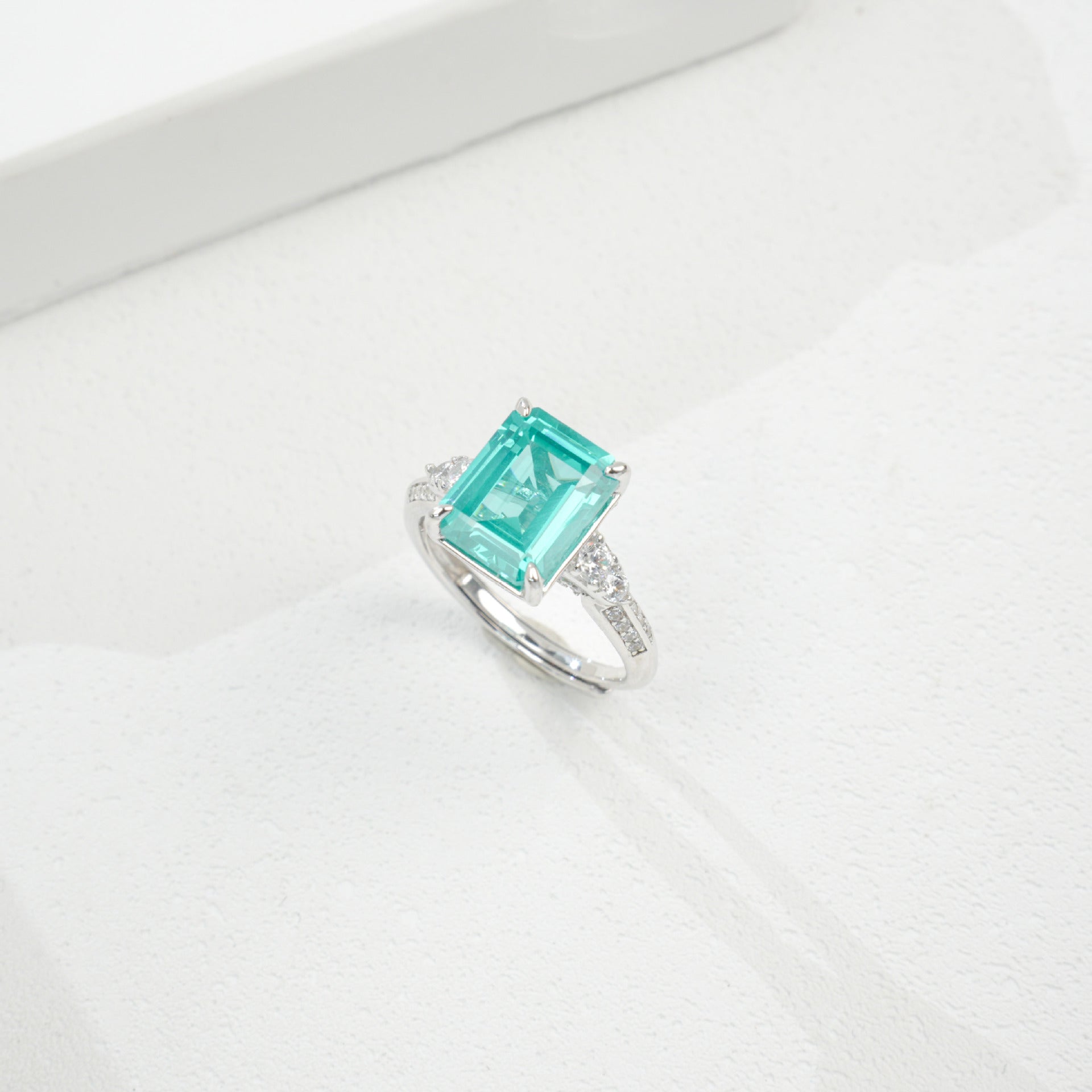 925 Sterling Silver Paraiba Colour Ring, Premium Gift Modern - Photo 2