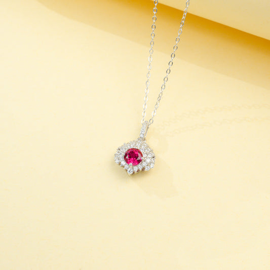 925 Sterling Silver Lab Ruby Choker Necklace for Women, Designer Birthday Gift - Photo 3