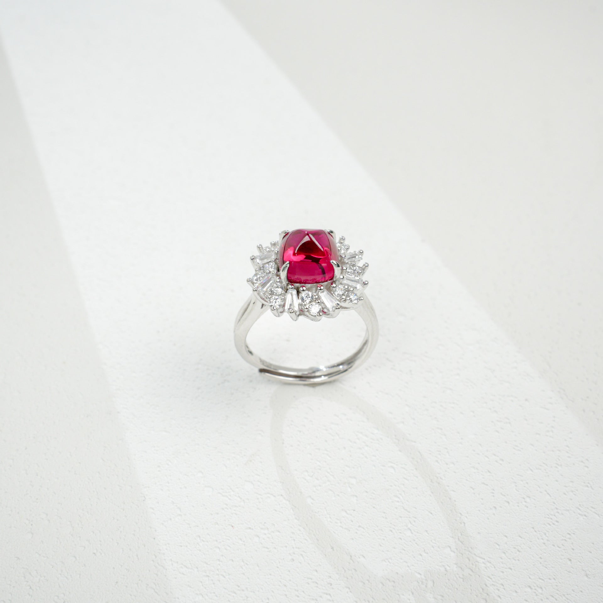 925 Sterling Silver Lab Ruby Ring for Women, Vintage Premium - Photo 3