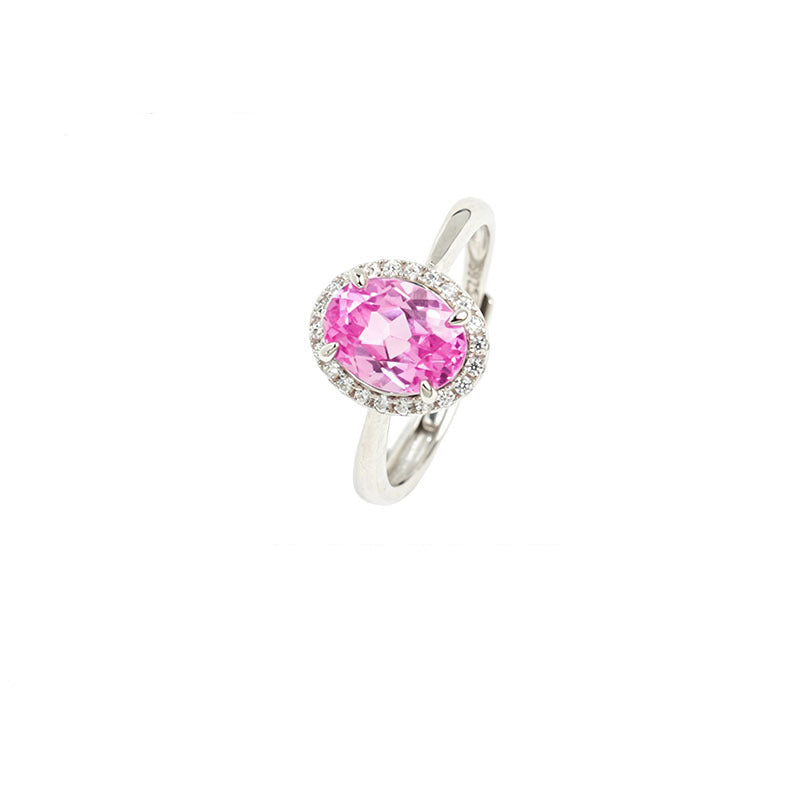 S925 Sterling Silver Lab Padparadscha Ring for Women, Versatile Designer - Photo 1