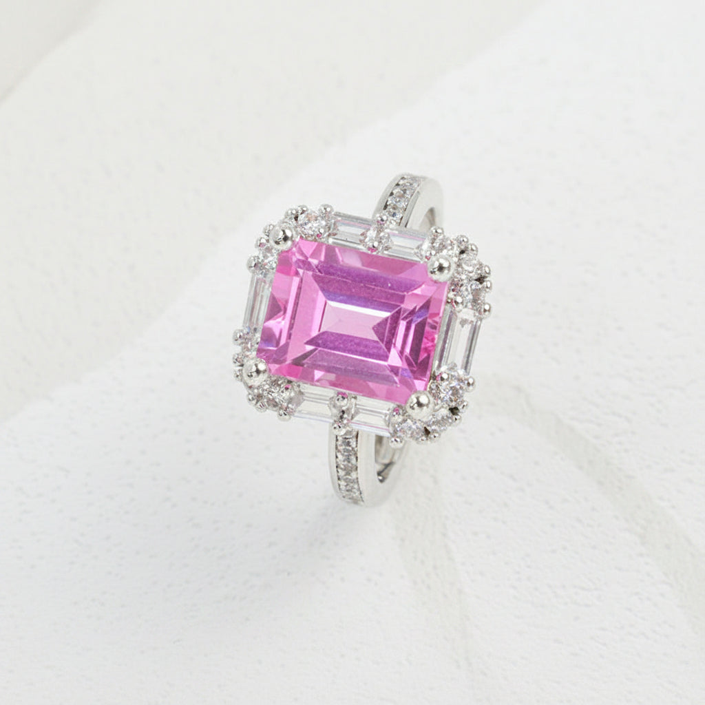 S925 Sterling Silver Lab Padparadscha Ring for Women, Premium Versatile Gift - Photo 1
