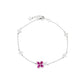 S925 Silver Four-Leaf Clover Lab Ruby Bracelet, Full Diamond Flower - Photo 5
