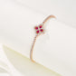 Lab Ruby Bracelet 925 Silver Vintage Sterling Lucky Four-Leaf Clover for Women - Photo 3
