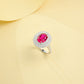 925 Sterling Silver White-Gold Lab Ruby Double-Halo Ring, Premium - Photo 2