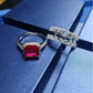 S925 Sterling Silver Square Ruby Ring Double-Layer Stacking, Design Versatile Premium - Photo 4