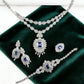 S925 Sterling Silver Royal Blue Lab Sapphire Vintage Pave Necklace Jewellery Set (3-Piece), Premium - Photo 3