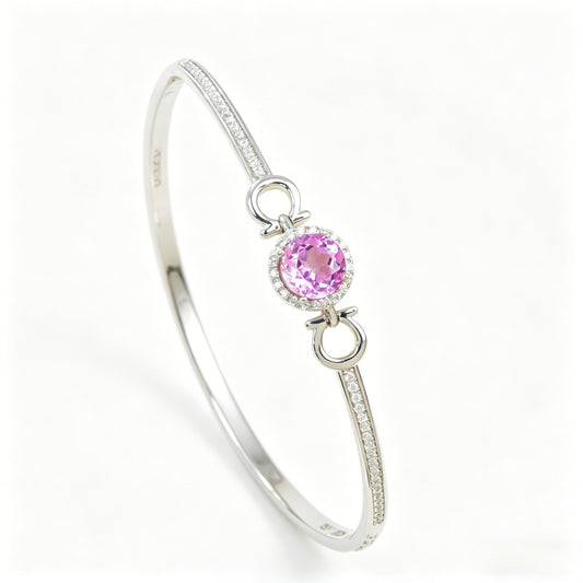 S925 Sterling Silver Lab Padparadscha Bracelet, Minimalist Versatile Bestie - Photo 5
