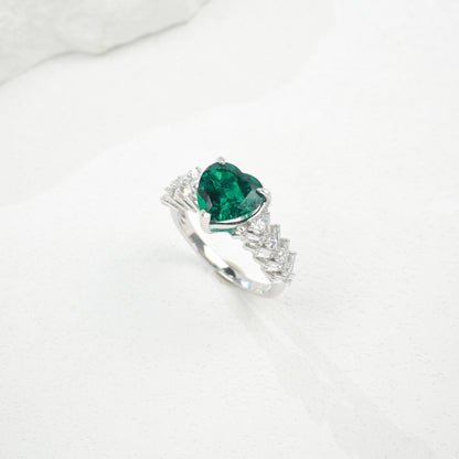 925 Sterling Silver Lab Emerald Ring, Premium Bestie Gift - Photo 6