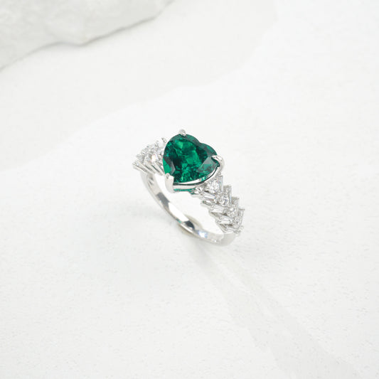 925 Sterling Silver Lab Emerald Ring, Premium Bestie Gift - Photo 6