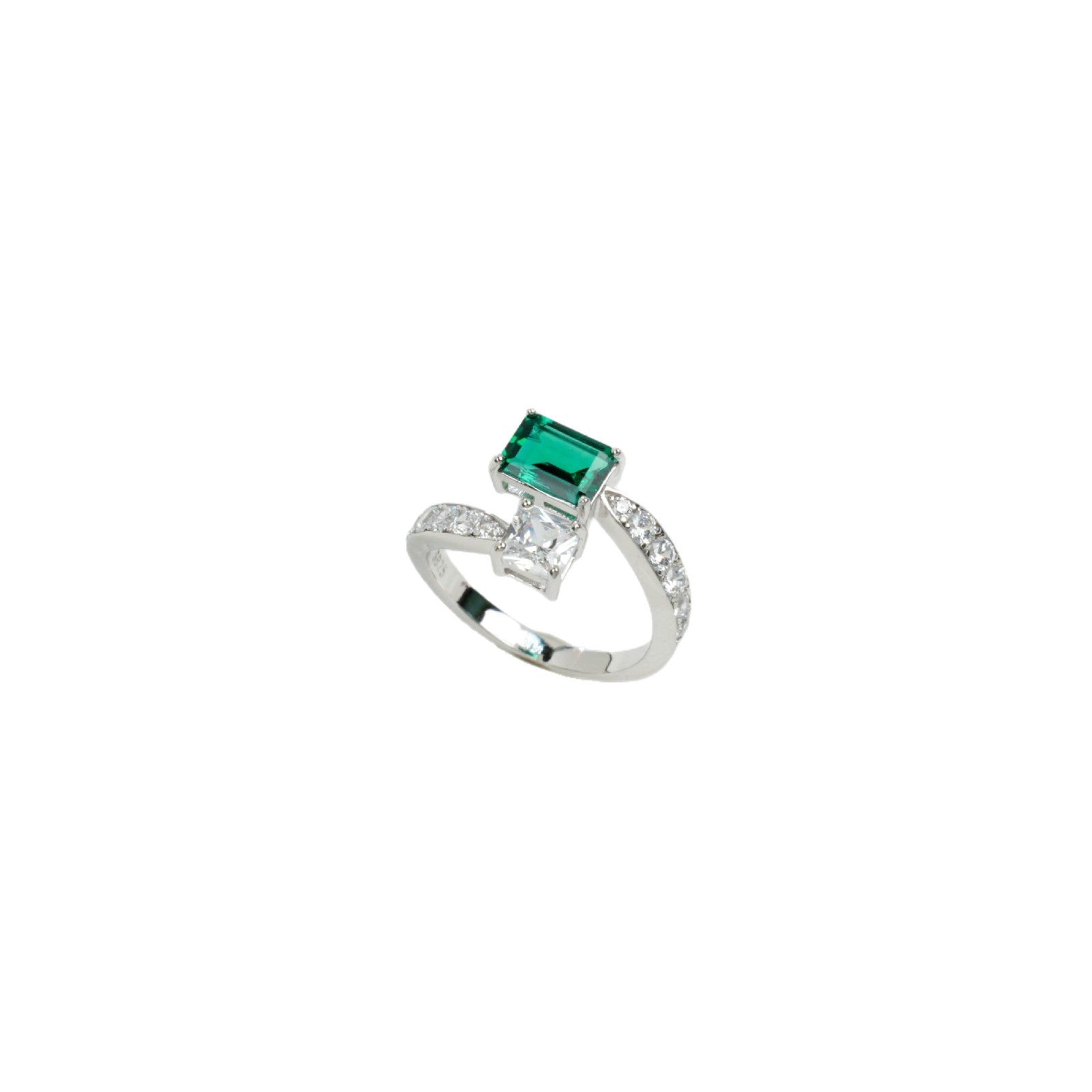 925 Sterling Silver Lab Emerald Cross-Arm Ring, Premium Versatile Bestie - Photo 5