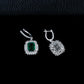 S925 Silver Lab Emerald Double-Layer Halo Earrings, Day Mothers Gift - Photo 4