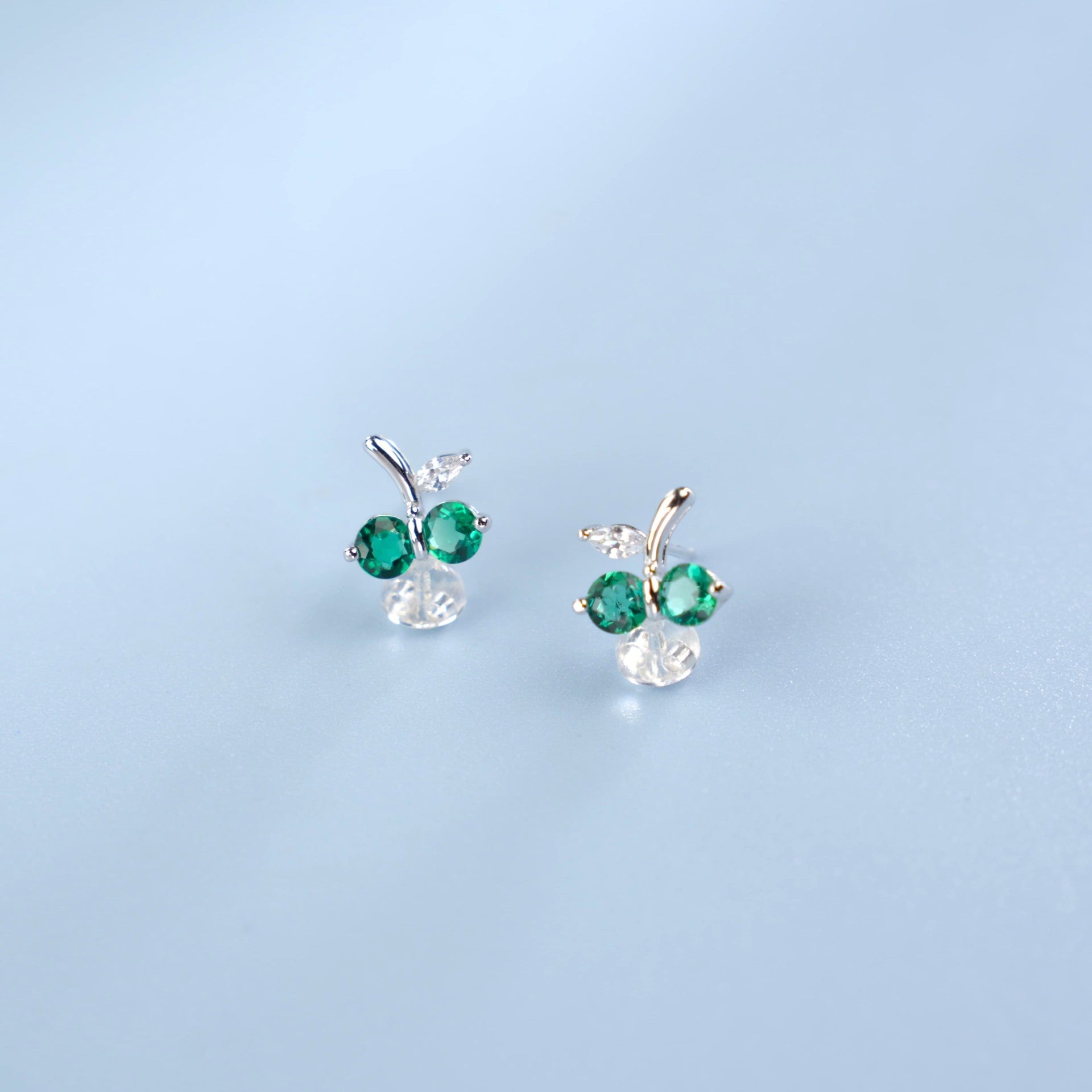 S925 Sterling Silver Lab Emerald Stud Earrings, Classic Minimalist Versatile - Photo 4