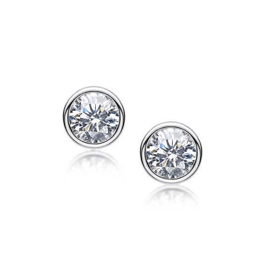 S925 Sterling Silver 1-Carat Lab Diamond Stud Earrings, Versatile Birthday Gift - Photo 5