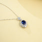 925 Sterling Silver Lab Sapphire Princess Pendant Necklace, Premium Minimalist Fine for Women - Photo 2