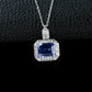 S925 Sterling Silver Cornflower Lab Sapphire Necklace, Premium Vintage Unique - Photo 2