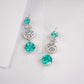 S925 Silver Lab Paraiba Tsavorite Heart Hollow Drop Long Evening Earrings - Photo 2