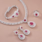 S925 Sterling Silver Lab Pigeon Blood Ruby Teardrop Jewellery Set, Luxurious Premium - Photo 2