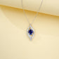 S925 Lab Sapphire Necklace Sterling Silver Premium Pendant - Photo 5