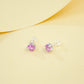 S925 Sterling Silver 6-Claw Lab Padparadscha Earrings, Girly Pink Gemstone - Photo 3
