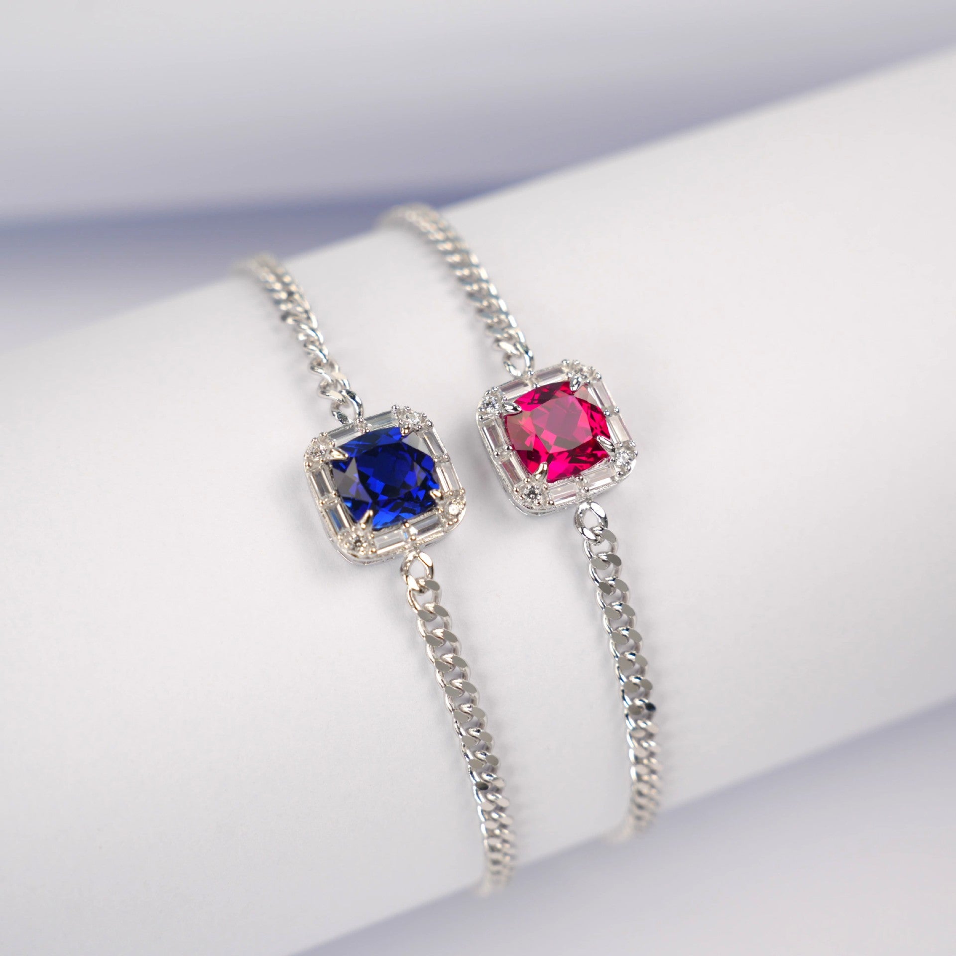 S925 Sterling Silver Lab Sapphire Bracelet, Versatile Premium Vintage - Photo 5
