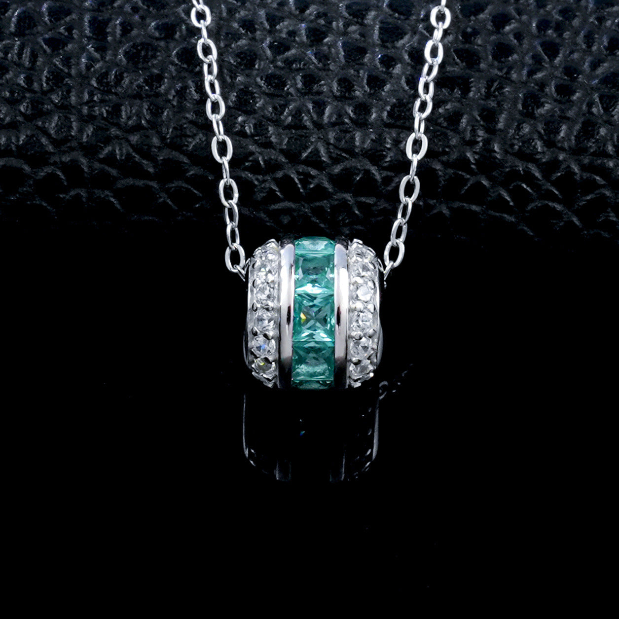 S925 Silver Paraiba Tube Pendant Necklace, Stone Necklace Diamond - Photo 2