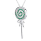 S925 Sterling Silver Lab Emerald Lollipop Pendant Choker, for Women - Photo 5