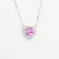 S925 Sterling Silver Lab Gemstone Heart Pave Choker Necklace, Premium for Women - Photo 5