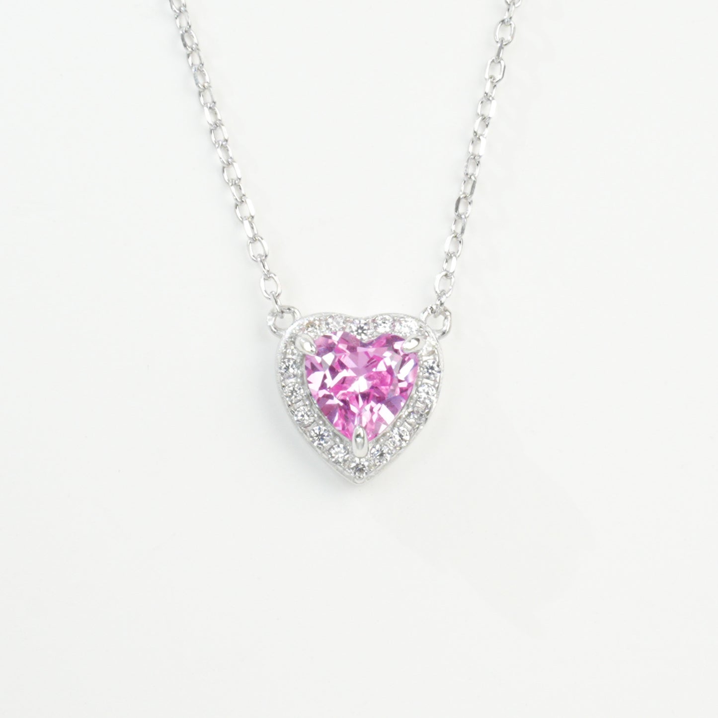 S925 Sterling Silver Lab Gemstone Heart Pave Choker Necklace, Premium for Women - Photo 5