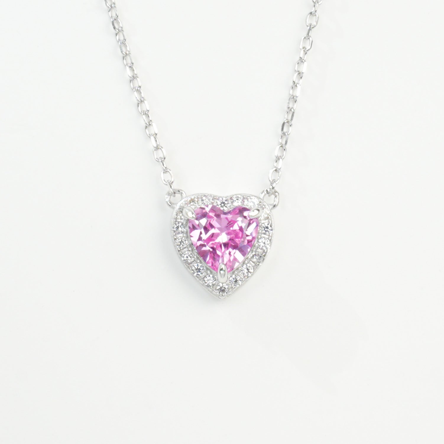 S925 Sterling Silver Lab Gemstone Heart Pave Choker Necklace, Premium for Women - Photo 5