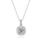 Rounded Square Halo Pendant S925 Silver 4-Claw Centre Full-Diamond Frame, Gift Jewellery - Photo 5