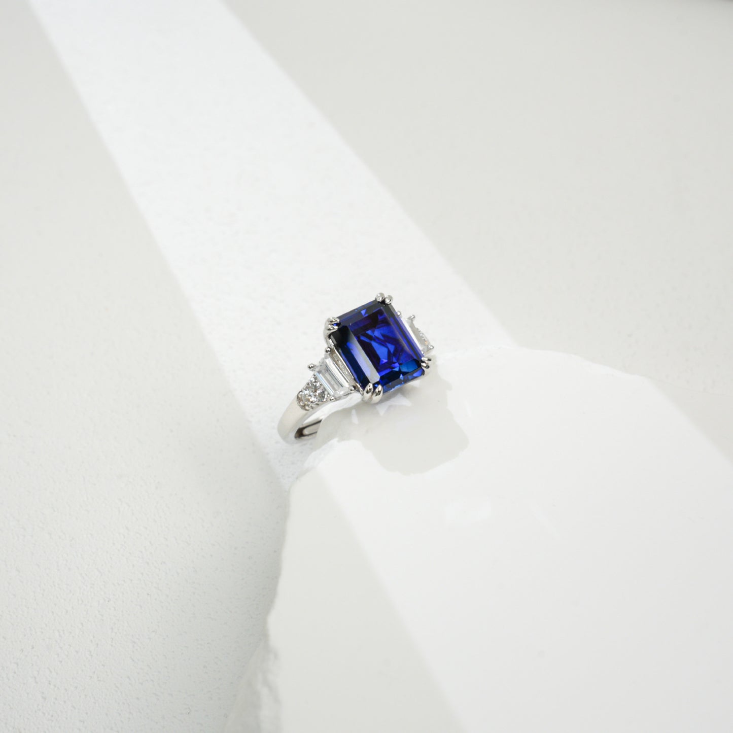Sterling Silver Lab Sapphire Ring, Versatile Unique Design - Photo 5